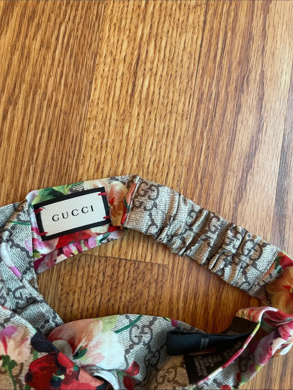 Gucci Blooms GG 100% Silk Floral Print Headband Beige Pink and Green Women’s OS
